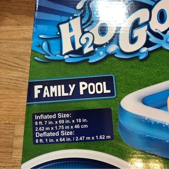 H2O Go Inflatable Rectangle Pool NEW 8 ft Outdoors Kids Toy - Picture 3 of 4
